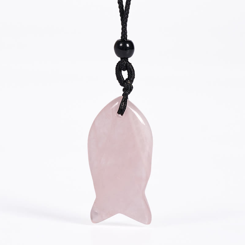 Buddha Stones Koi Fish Pink Crystal Indian Agate Amethyst Topaz Red Jasper Success Warmth Necklace Pendant - Pink Crystal - image 1