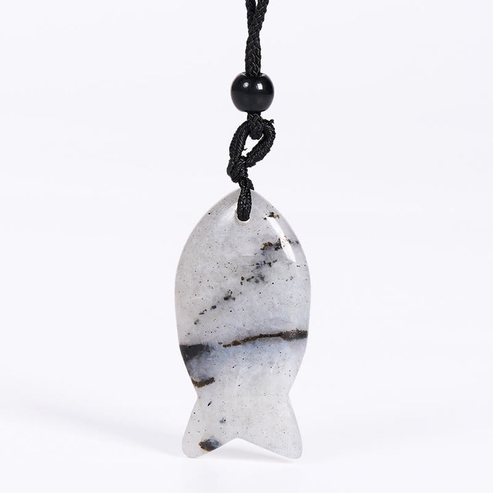 Buddha Stones Koi Fish Pink Crystal Indian Agate Amethyst Topaz Red Jasper Success Warmth Necklace Pendant - Labradorite - image 22