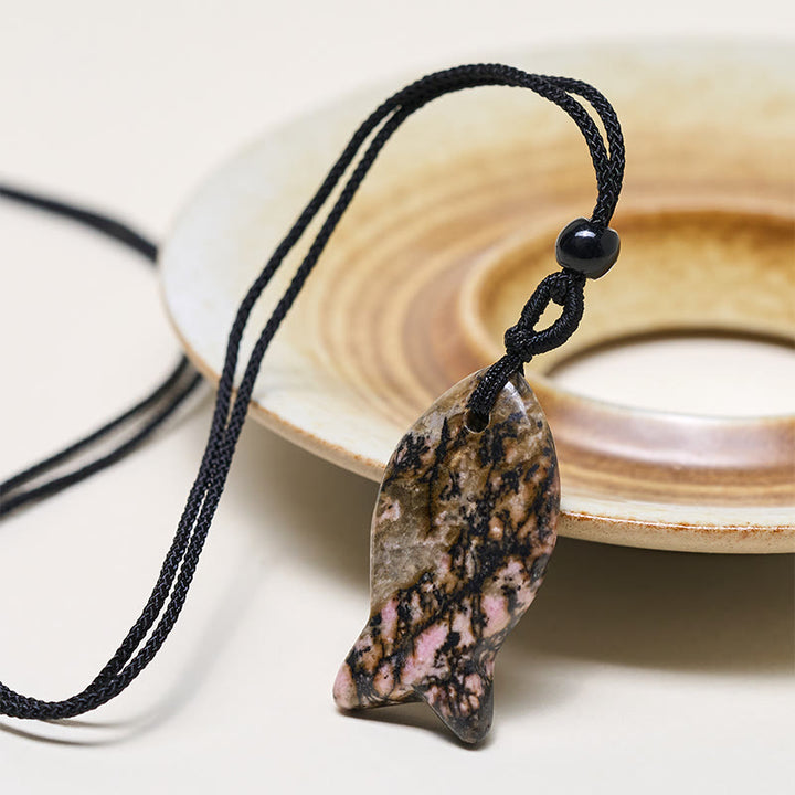 Buddha Stones Koi Fish Pink Crystal Indian Agate Amethyst Topaz Red Jasper Success Warmth Necklace Pendant - image 28