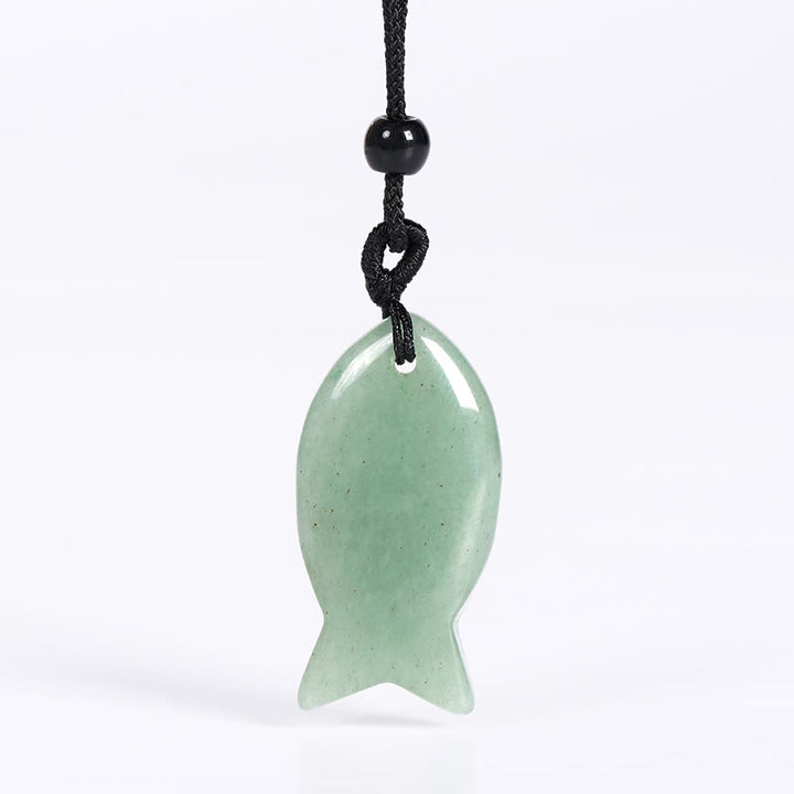 Buddha Stones Koi Fish Pink Crystal Indian Agate Amethyst Topaz Red Jasper Success Warmth Necklace Pendant - Green Aventurine - image 43