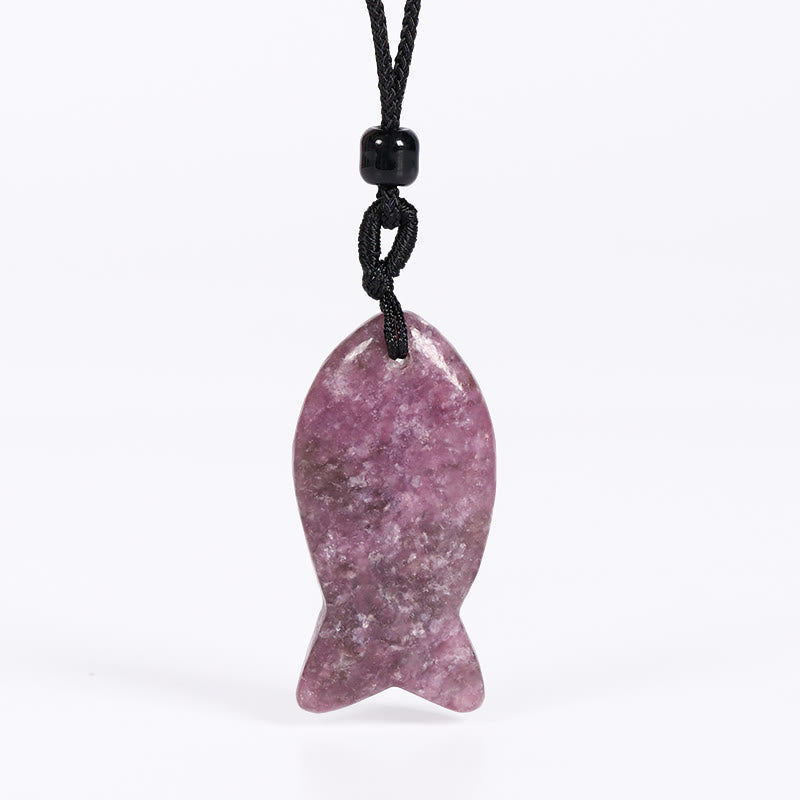 Buddha Stones Koi Fish Pink Crystal Indian Agate Amethyst Topaz Red Jasper Success Warmth Necklace Pendant - Amethyst - image 10