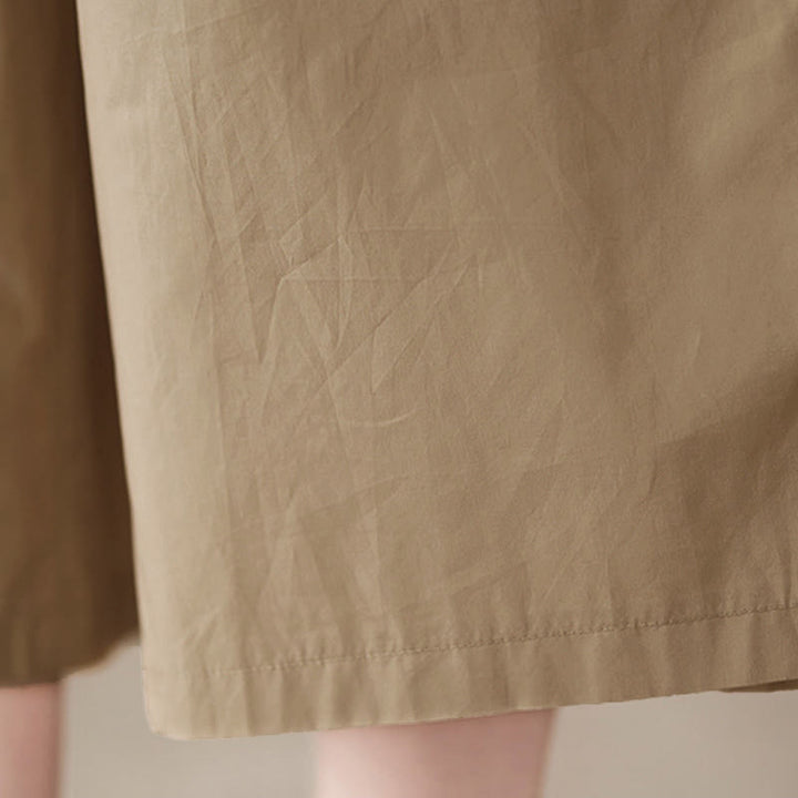 Buddha Stones Plain Buttoned Side Design Capri Cropped Women's Wide Leg Pants With Pockets - image 26