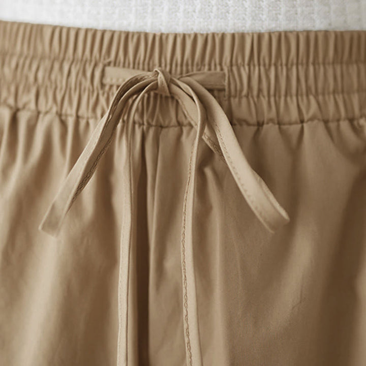 Buddha Stones Plain Buttoned Side Design Capri Cropped Women's Wide Leg Pants With Pockets - image 22