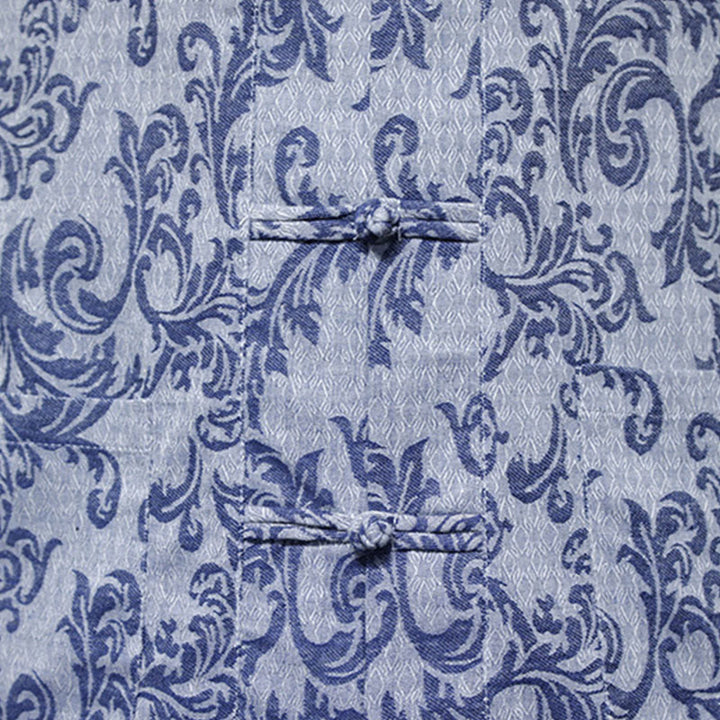 Buddha Stones Summer Floral Vine Pattern Tang Suit Men's Frog-Button Short Sleeve Shirt With Pockets - image 12