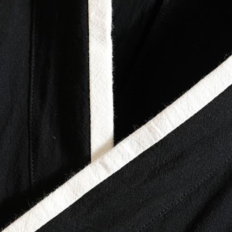 Buddha Stones Embroidered Crane Auspicious Cloud Pattern Open Front Short Sleeve Jacket Men's Cotton Kimono - image 7