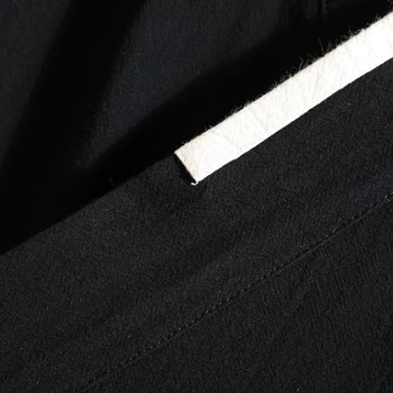 Buddha Stones Embroidered Crane Auspicious Cloud Pattern Open Front Short Sleeve Jacket Men's Cotton Kimono - image 8