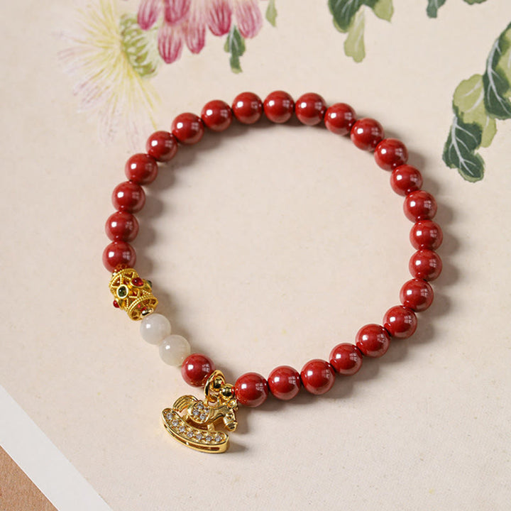 Buddha Stones Year Of The Horse Cinnabar Copper Hetian Jade Concentration Bracelet - image 11