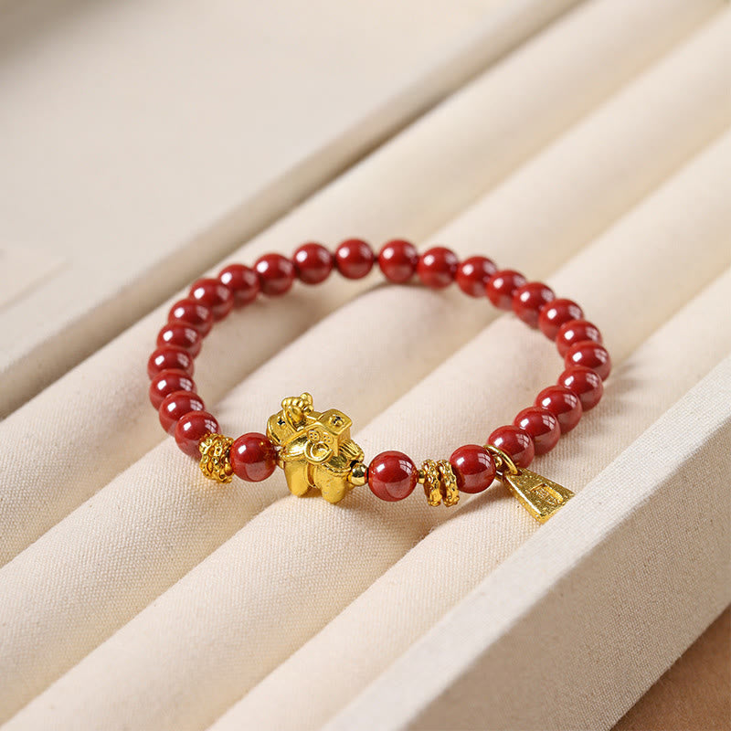 Buddha Stones Year Of The Horse Cinnabar Copper Hetian Jade Concentration Bracelet - Cinnabar Copper(Wrist Circumference: 14-15 cm) - image 0