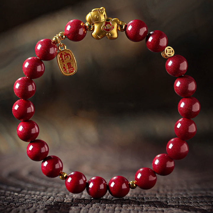 Buddha Stones Year Of The Horse Cinnabar Blessing Bracelet - Cinnabar(Bead Size:8mm) - 17cm - image 2