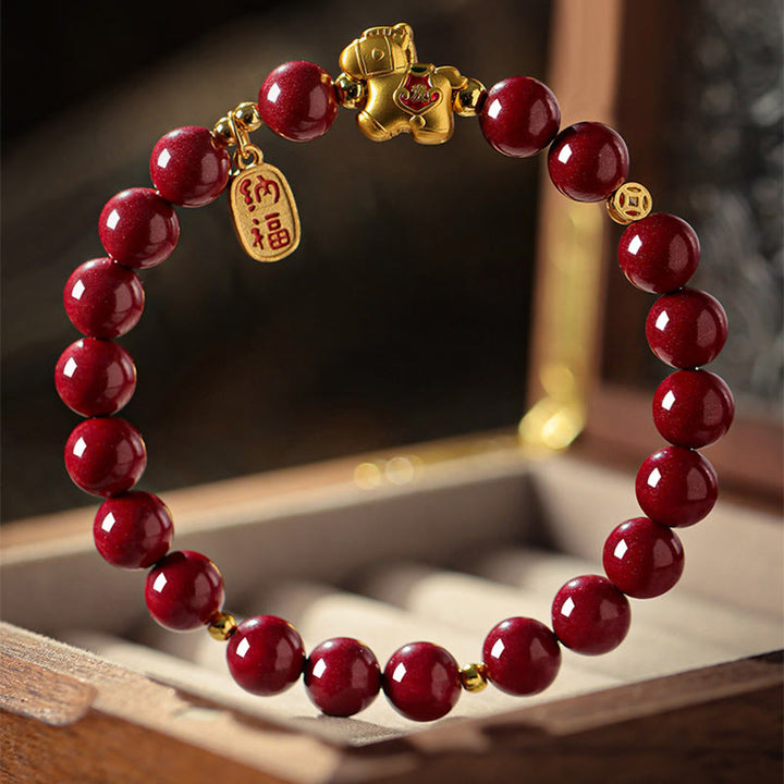 Buddha Stones Year Of The Horse Cinnabar Blessing Bracelet - image 3
