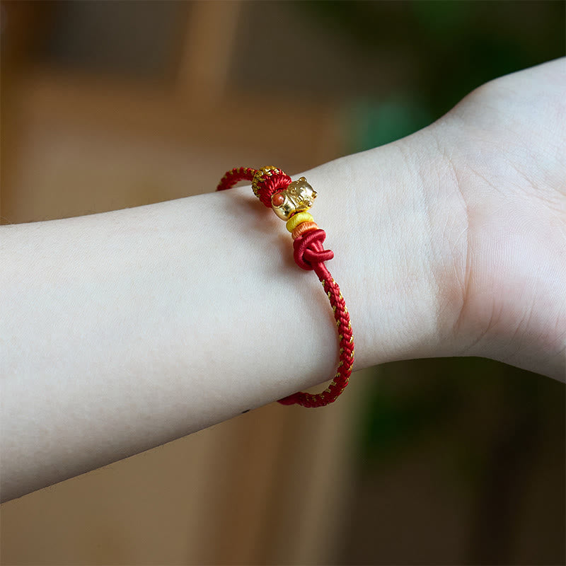 Buddha Stones Cat Copper Red String Luck Bracelet - image 3