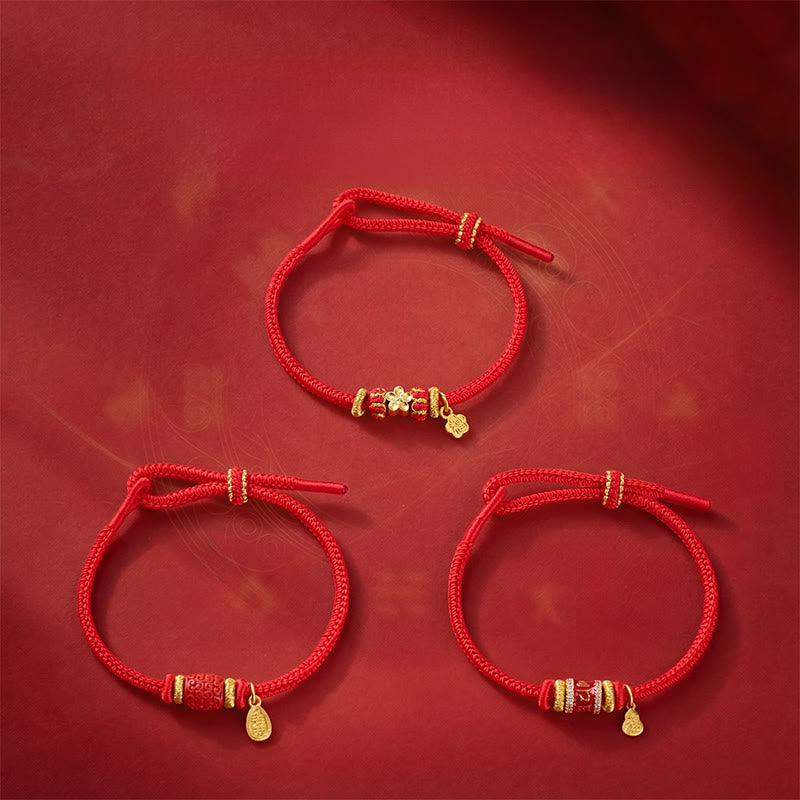 Buddha Stones Om Mani Padme Hum Fu Character Copper Red String Luck Bracelet - image 15