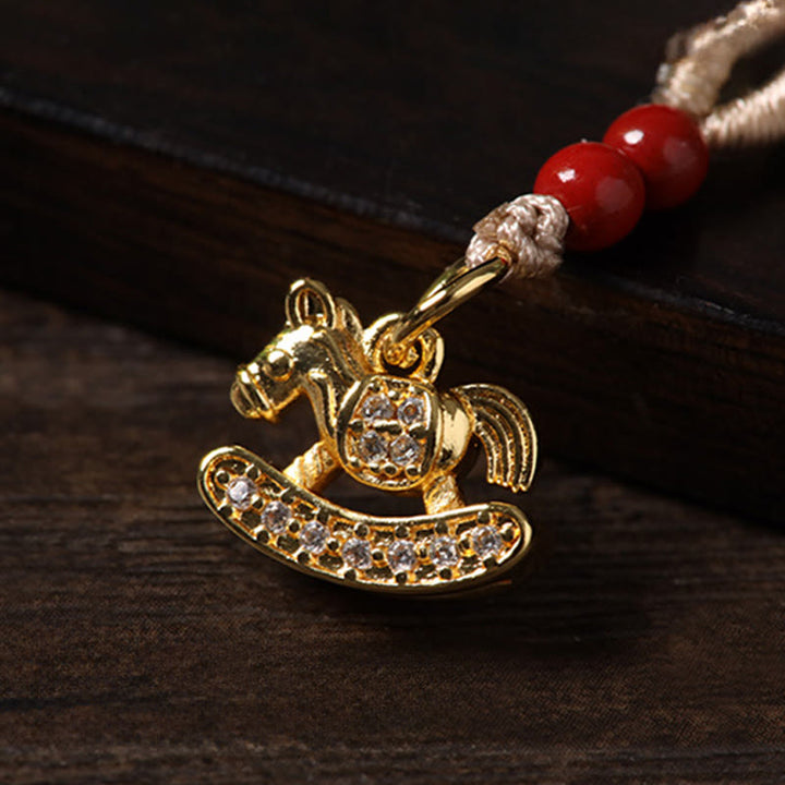 Buddha Stones Year of the Horse Copper Cinnabar Blue Chalcedony Red Agate Liuli Luck Phone Hanging Decoration - image 16