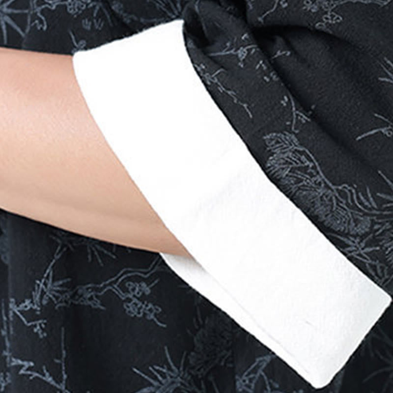 Buddha Stones Summer Crane Pine Tree Pattern Tang Suit Men's Frog-Button Half Sleeve Cotton Shirt With Pockets - image 5