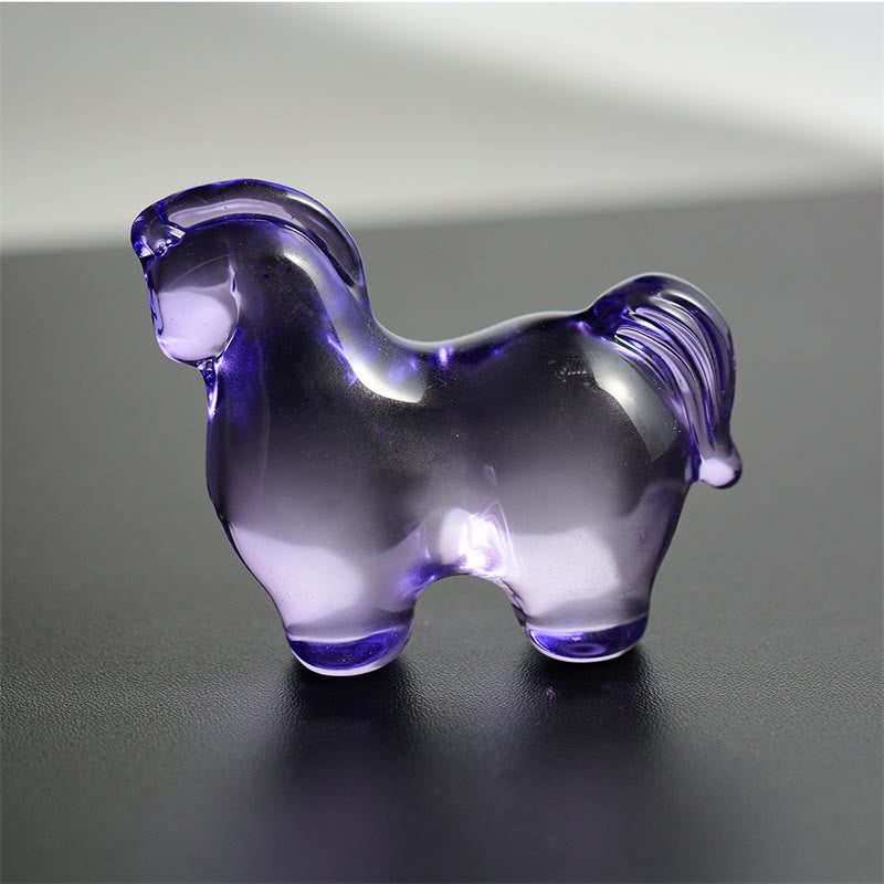 Buddha Stones "Hoping You Success and Good Luck" Year Of The Horse Carved Mini Liuli Crystal Art Piece Decoration Includes Gift Message Card - Purple 8*7cm - Deluxe Gift Bag (+$9.59) - image 11