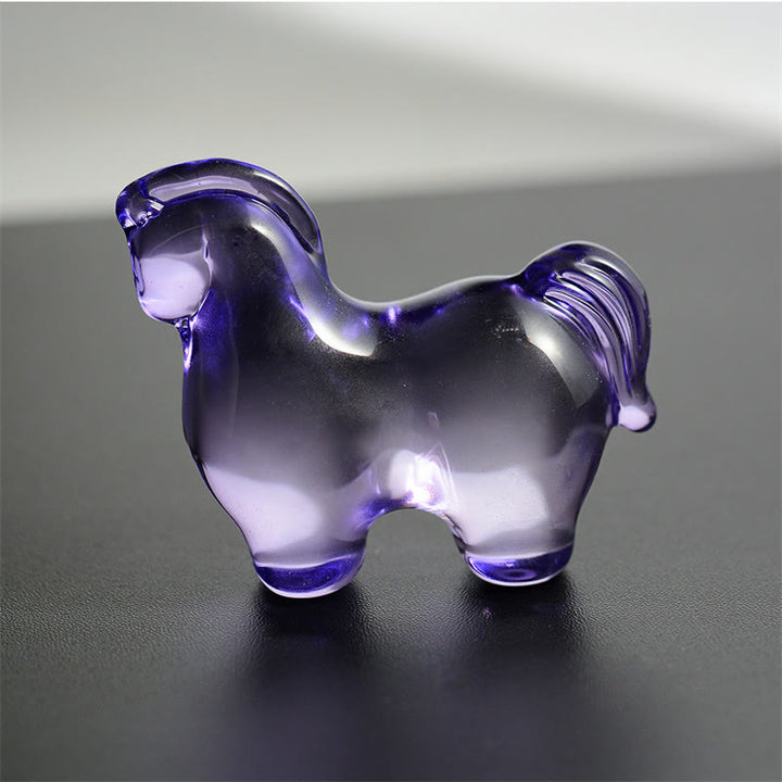 Buddha Stones "Hoping You Success and Good Luck" Year Of The Horse Carved Mini Liuli Crystal Art Piece Decoration Includes Gift Message Card - Purple 8*7cm - Deluxe Gift Bag (+$9.59) - image 11