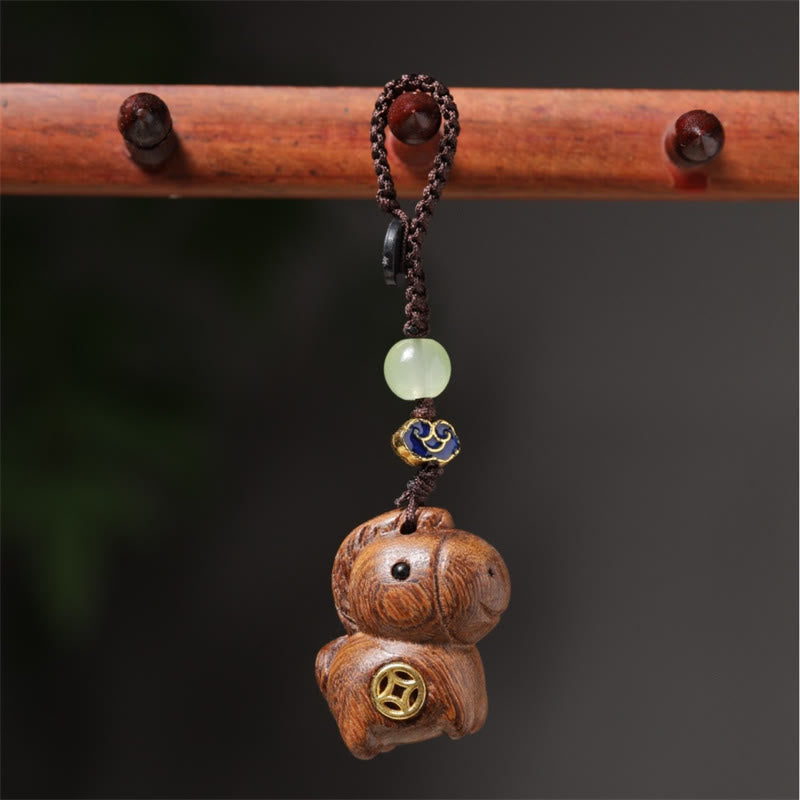 Buddha Stones "Hoping You Have a Joyful Year" Year of the Horse Rainbow Eucalyptus Small Leaf Red Sandalwood Key Chain Includes Gift Message Card - image 31