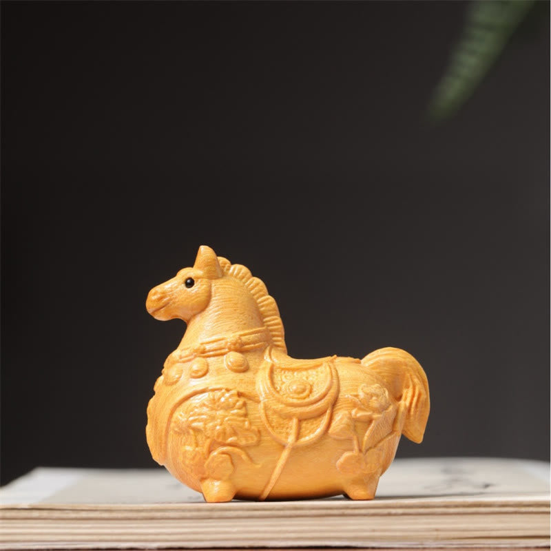 Buddha Stones "Hoping You Success and Good Luck" Mini Year of the Horse Lotus Ebony Linden Wood Green Sandalwood Decoration Includes Gift Message Card - image 10