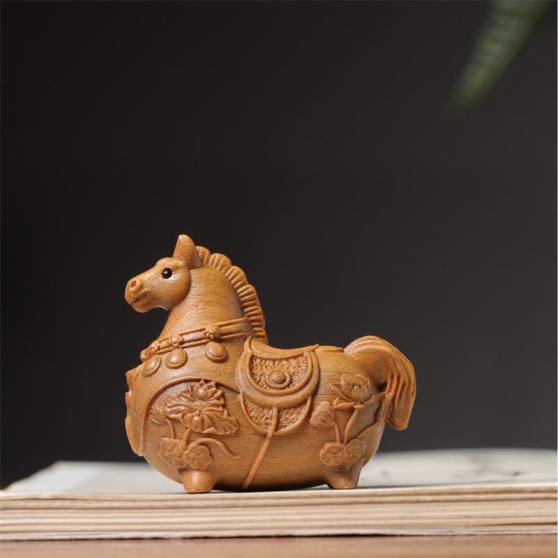 Buddha Stones "Hoping You Success and Good Luck" Mini Year of the Horse Lotus Ebony Linden Wood Green Sandalwood Decoration Includes Gift Message Card - image 22