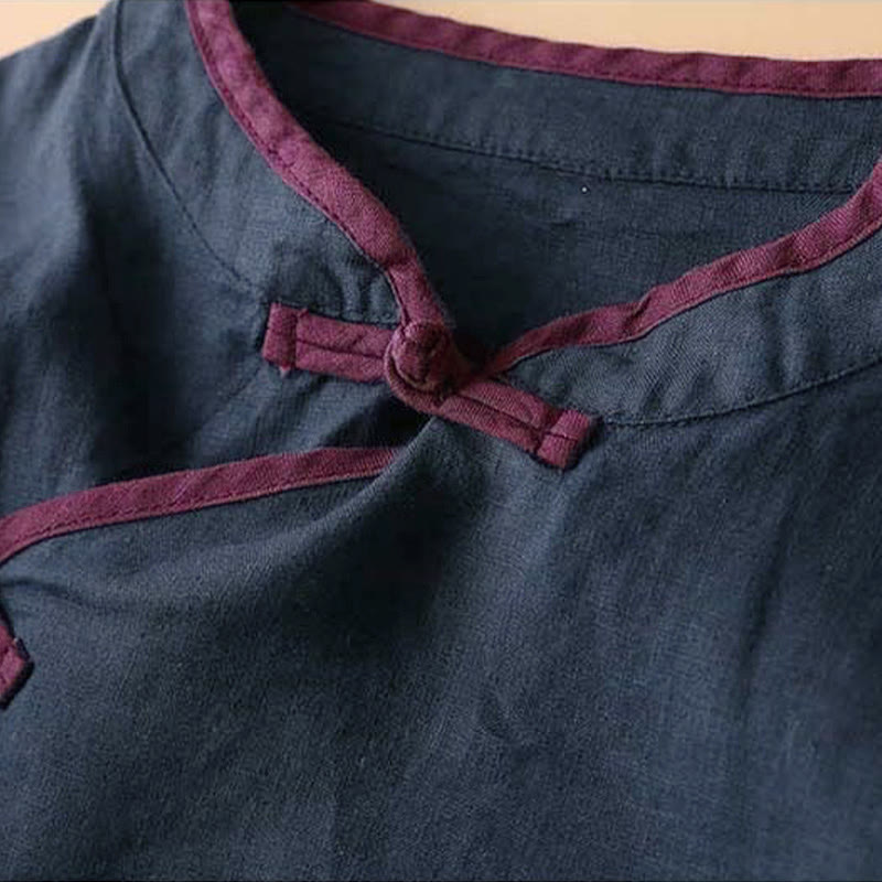 Buddha Stones Retro Flower Embroidery Design Long Sleeve Cotton Linen Women's Shirt - image 22