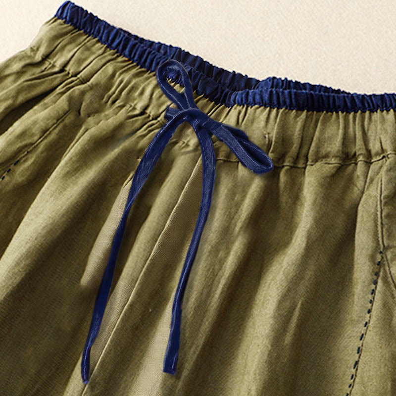 Buddha Stones Commute Color Blocking Design Women's Harem 7-8 Length Pants With Pockets - image 10