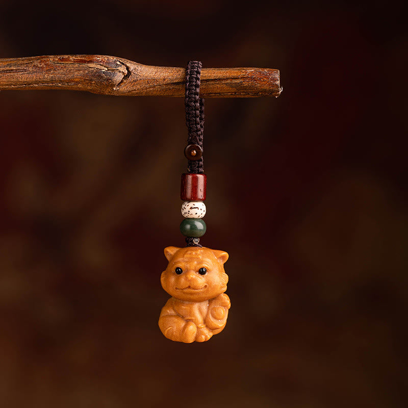 Buddha Stones Year Of The Horse Red Sandalwood Star Moon Bodhi Seed Blessing Key Chain - Red Sandalwood Star Moon Bodhi Seed Tiger - image 13