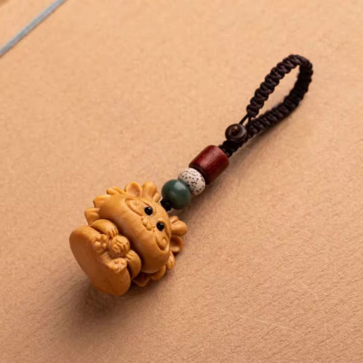 Buddha Stones Year Of The Horse Red Sandalwood Star Moon Bodhi Seed Blessing Key Chain - image 25