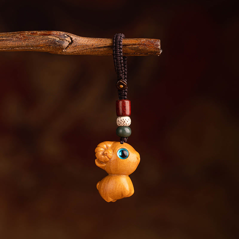 Buddha Stones Year Of The Horse Red Sandalwood Star Moon Bodhi Seed Blessing Key Chain - Red Sandalwood Star Moon Bodhi Seed Goat - image 32