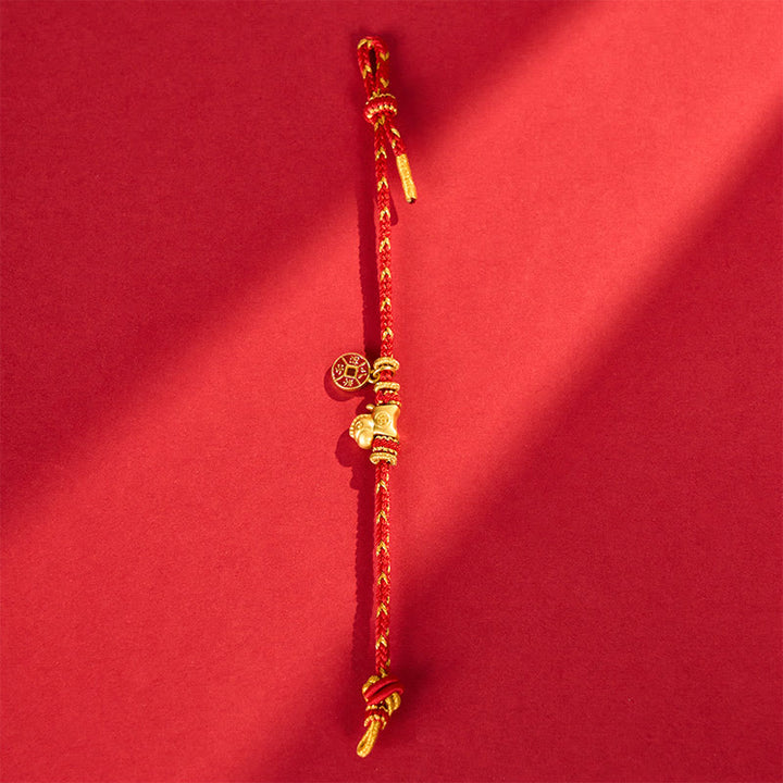 Buddha Stones Year Of The Horse Red String Copper Coins Luck Bracelet - image 2