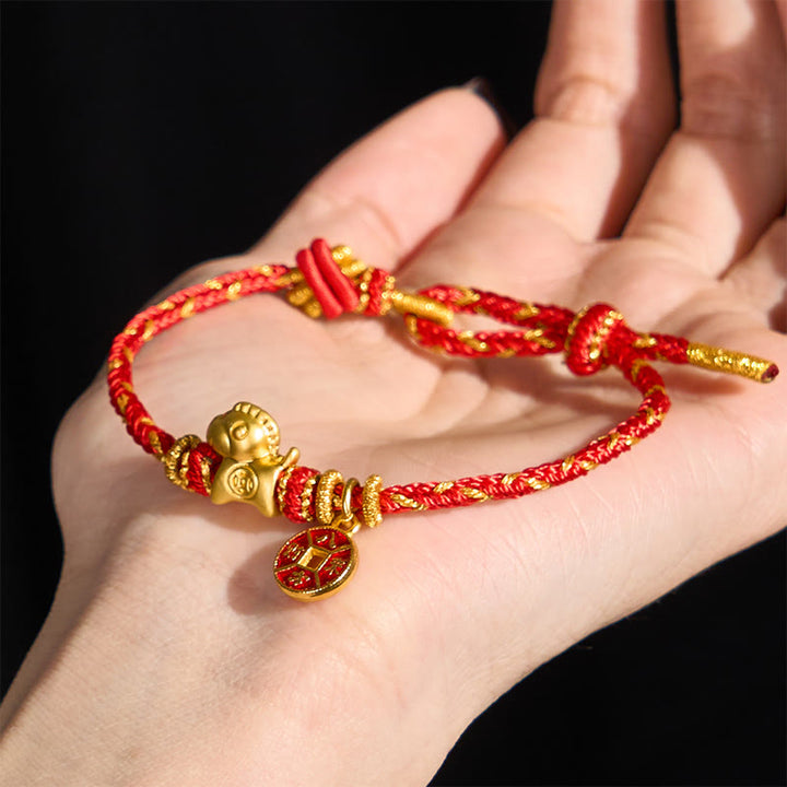 Buddha Stones Year Of The Horse Red String Copper Coins Luck Bracelet - image 3