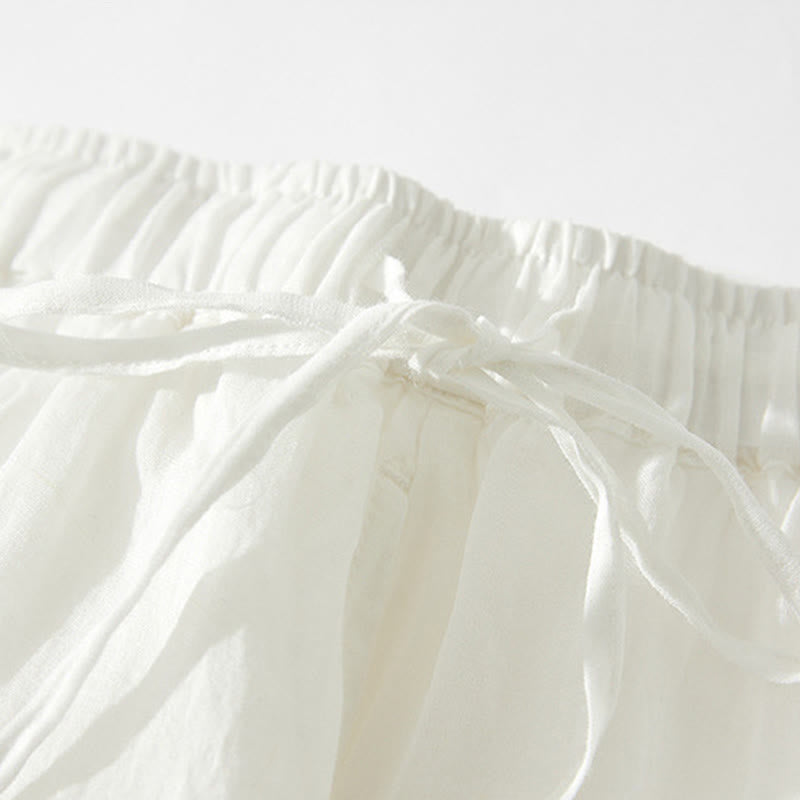 Buddha Stones Embroidery Hollow Design A-line Drawstring High Waist Women's Skirt With Pockets - image 10