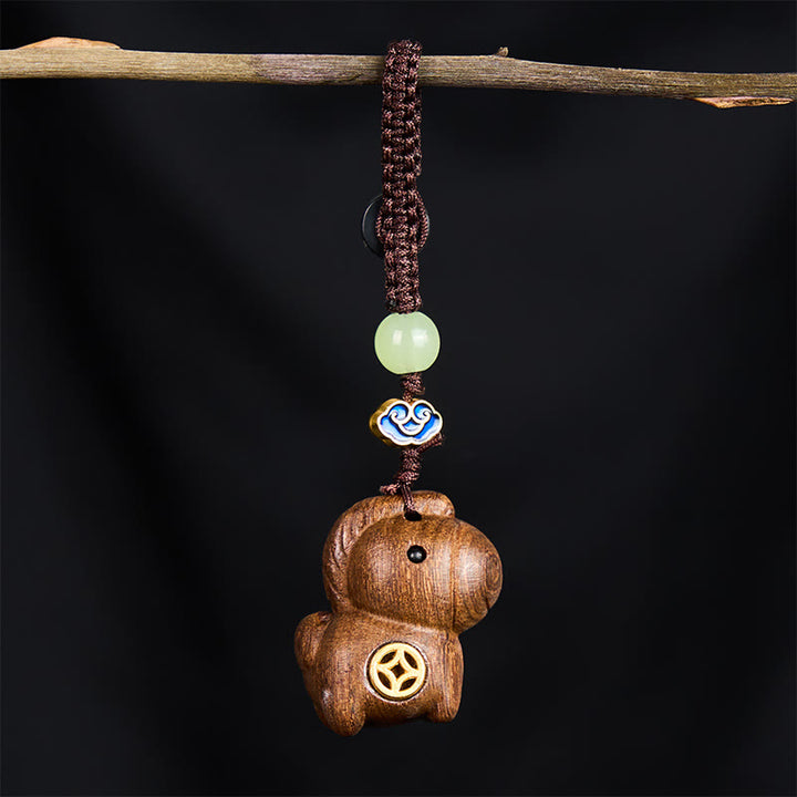 Buddha Stones "Hoping You Have a Joyful Year" Year of the Horse Rainbow Eucalyptus Small Leaf Red Sandalwood Key Chain Includes Gift Message Card - image 28