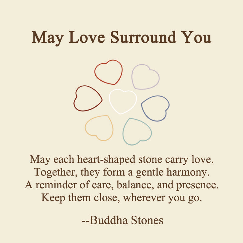 Buddha Stones "May Love Surround You" Natural 6Pcs Small Amethyst Red Jasper Red Agate Topaz Green Aventurine Love Stone Decoration Includes Gift Message Card - image 2
