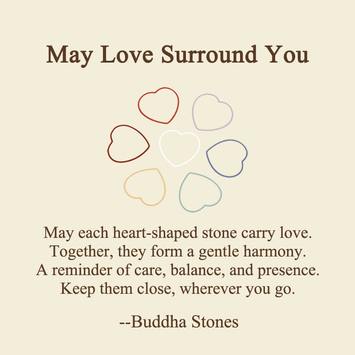 Buddha Stones "May Love Surround You" Natural 6Pcs Small Amethyst Red Jasper Red Agate Topaz Green Aventurine Love Stone Decoration Includes Gift Message Card - image 2