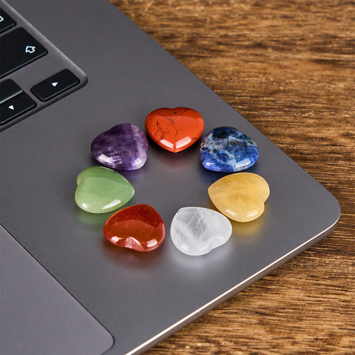 Buddha Stones "May Love Surround You" Natural 6Pcs Small Amethyst Red Jasper Red Agate Topaz Green Aventurine Love Stone Decoration Includes Gift Message Card - image 4