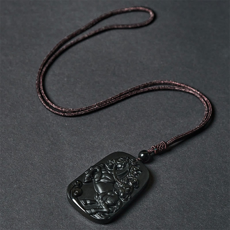 Buddha Stones Year Of The Horse Black Obsidian Hetian Jade Strength Bundle - image 6