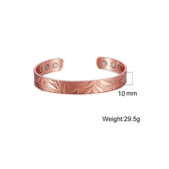 Buddha Stones Rose Flower Pattern Copper Balance Luck Open Cuff Bracelet Bangle - 10mm Copper Bracelet(Wrist Circumference: 15-18cm) - image 0