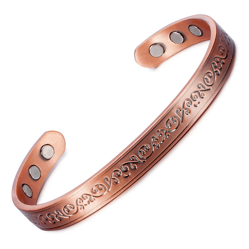 Buddha Stones Engraved Patterned Copper Balance Open Cuff Bracelet Bangle - image 4