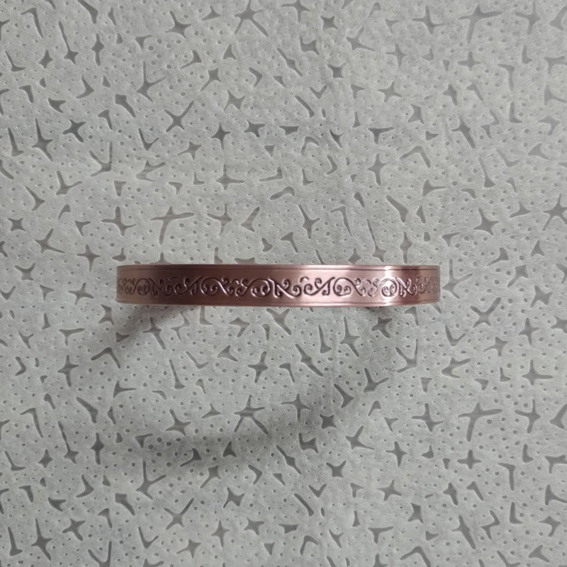 Buddha Stones Engraved Patterned Copper Balance Open Cuff Bracelet Bangle - image 8