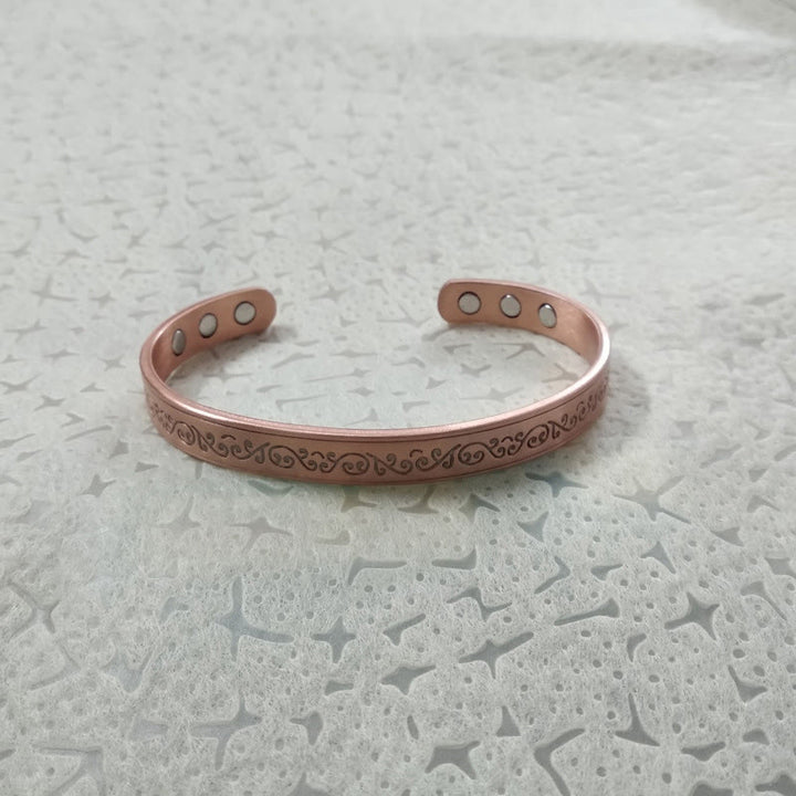 Buddha Stones Engraved Patterned Copper Balance Open Cuff Bracelet Bangle - image 9