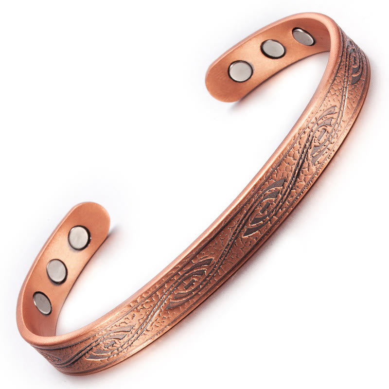 Buddha Stones Spiral Pattern Copper Balance Open Adjustable Cuff Bracelet Bangle - Copper(Wrist Circumference: 15-18cm) - image 0