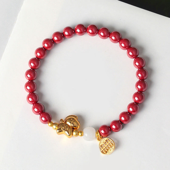 Buddha Stones Year Of The Horse Copper Cinnabar Hetian Jade 24k Gold Plated Brass Blessing Energy Bundle - image 2