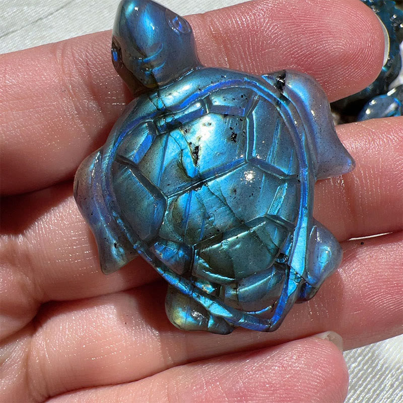 Buddha Stones Turtle Natural Labradorite Figurine Wisdom Protection Statue Home Decoration - image 2