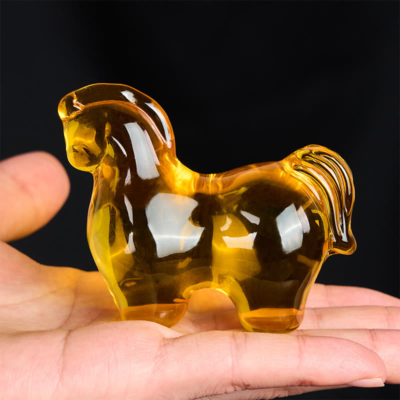 Buddha Stones "Hoping You Success and Good Luck" Year Of The Horse Carved Mini Liuli Crystal Art Piece Decoration Includes Gift Message Card - image 6