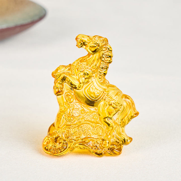 Buddha Stones "Hoping You Success and Good Luck" Year Of The Horse Ingot Get Rich Fast Mini Liuli Crystal Decoration Includes Gift Message Card - image 12