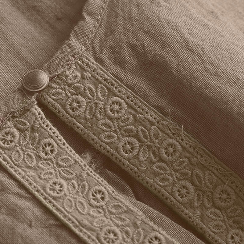 Buddha Stones Casual Plain Women's Hollow Crew Neck Design Three Quarter Sleeve Shirt - image 4