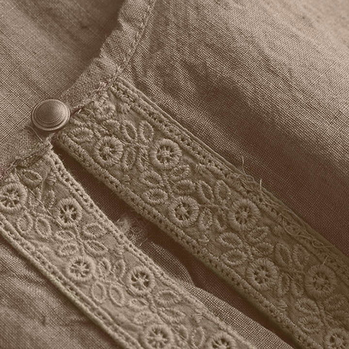 Buddha Stones Casual Plain Women's Hollow Crew Neck Design Three Quarter Sleeve Shirt - image 4