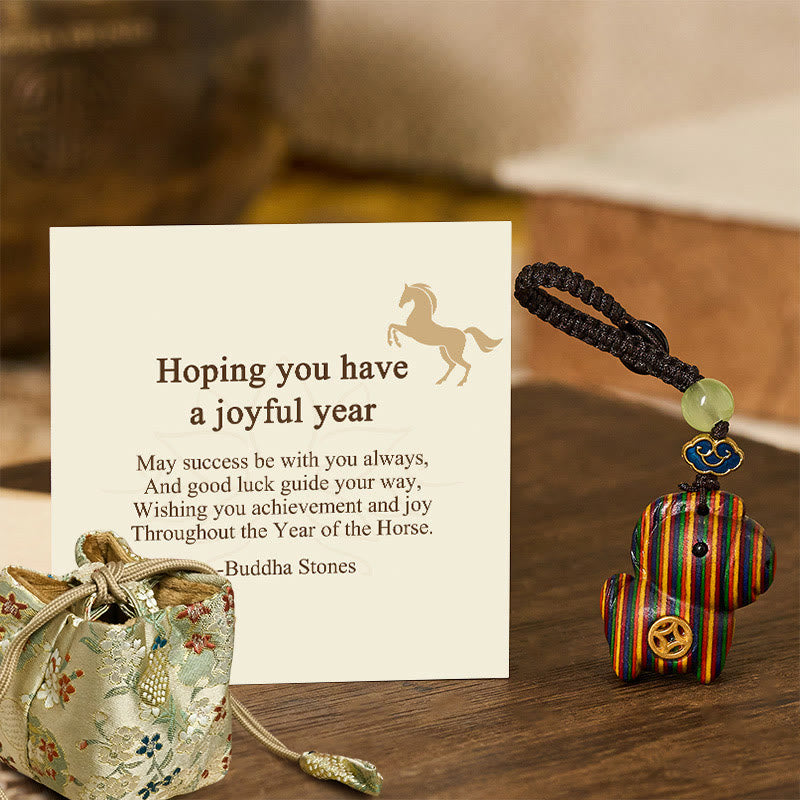 Buddha Stones "Hoping You Have a Joyful Year" Year of the Horse Rainbow Eucalyptus Small Leaf Red Sandalwood Key Chain Includes Gift Message Card - Rainbow Eucalyptus - Deluxe Gift Bag (+$9.59) - image 14
