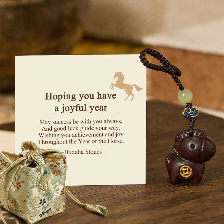 Buddha Stones "Hoping You Have a Joyful Year" Year of the Horse Rainbow Eucalyptus Small Leaf Red Sandalwood Key Chain Includes Gift Message Card - Small Leaf Red Sandalwood - Deluxe Gift Bag (+$9.59) - image 19