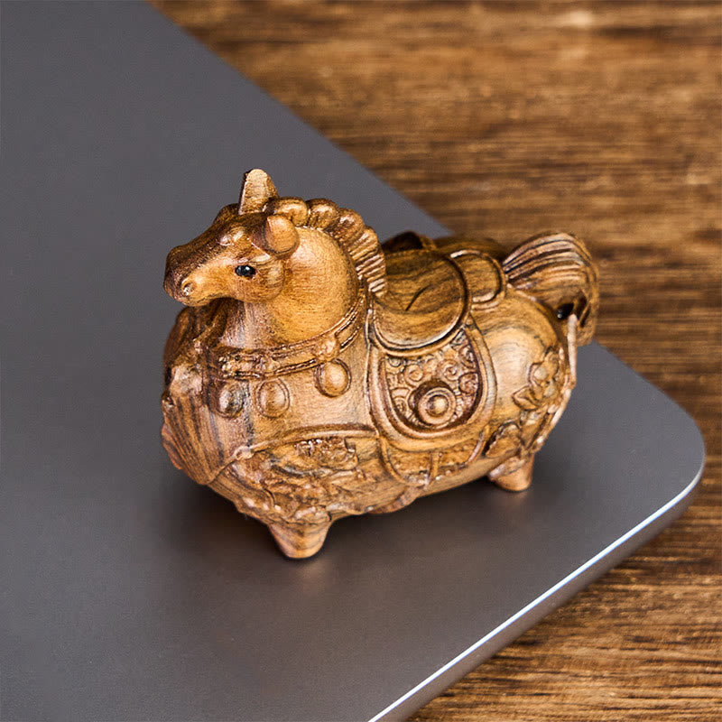 Buddha Stones "Hoping You Success and Good Luck" Mini Year of the Horse Lotus Ebony Linden Wood Green Sandalwood Decoration Includes Gift Message Card - image 14